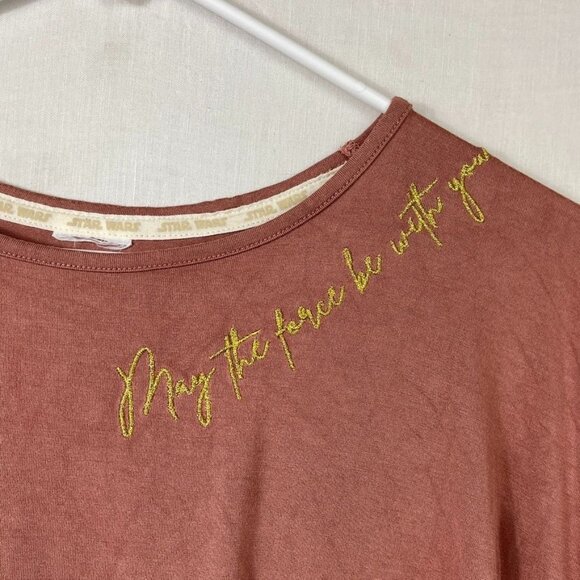 Star Wars Cap Sleeve Fitted Tee Womens Medium May The Force‎ Fangirl Y2K 00s - Picture 2 of 10